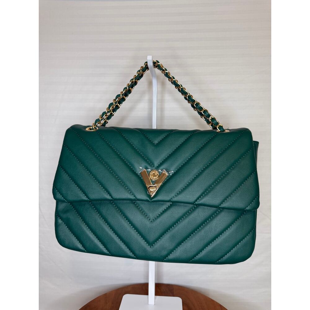 Valentino Orlandi Angel Forest Green Chevron Crossbody NWT Italy - Picture 2 of 7